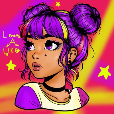 realistic girl with spacebuns