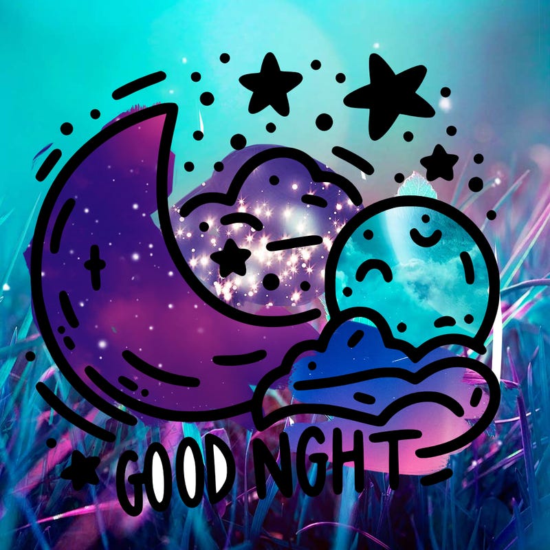 a moon and the stars with words by the side saying good night