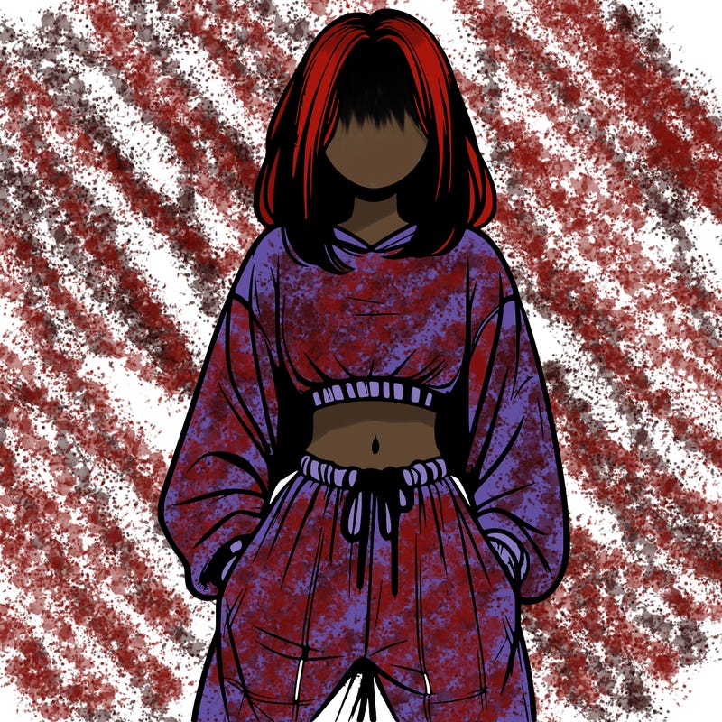 realistic girl faceless with baggy pants and a crop top