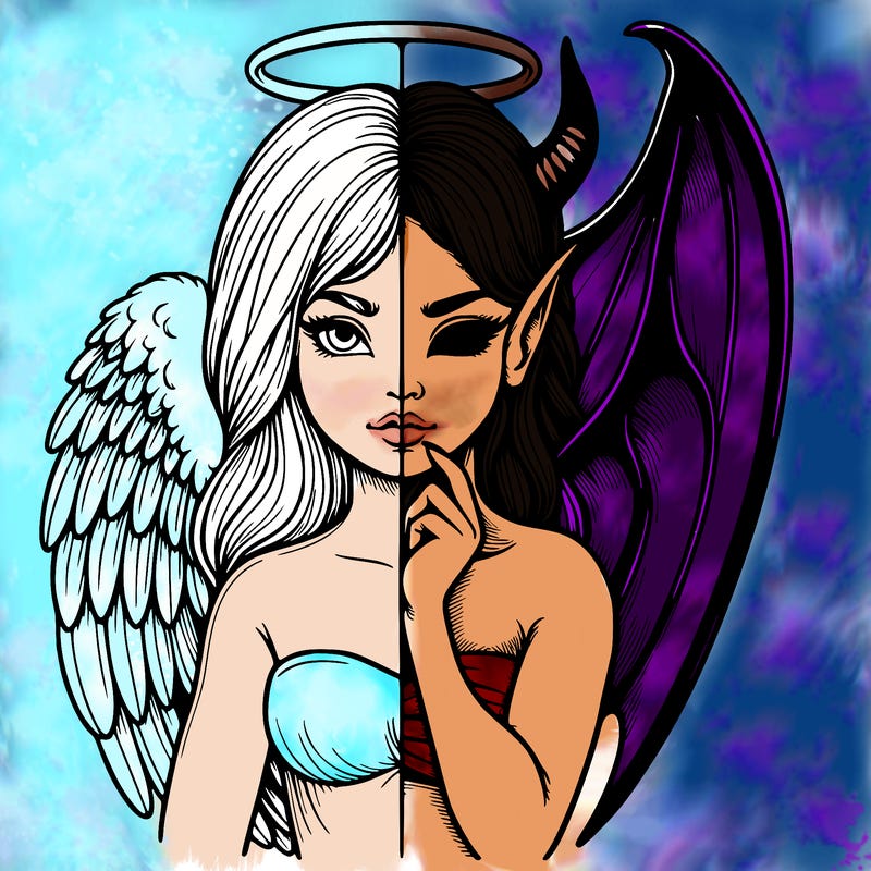 realistic angel half demon