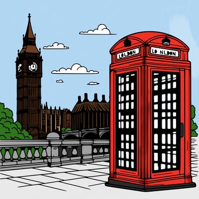 the view on the big ben in london from phone booth