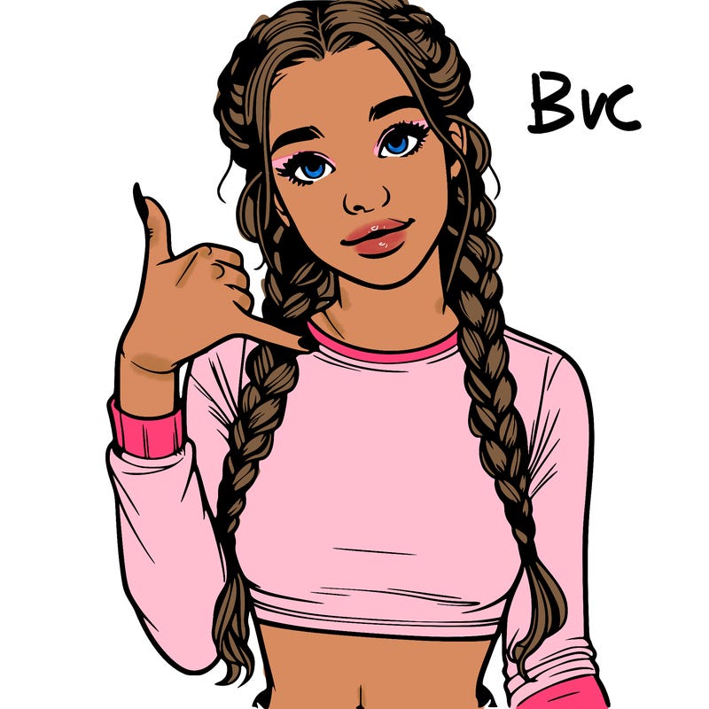 realistic teenage girl with braids and a crop top doing 🤙