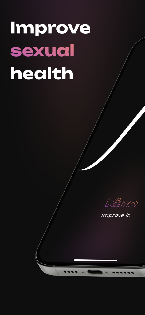 Rino app marketing screen with the text Improve sexual health