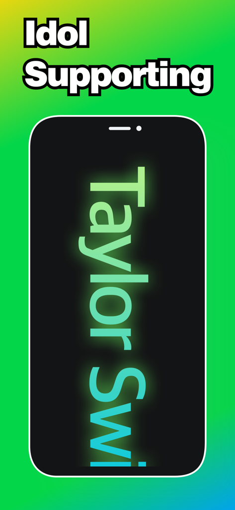 LED Banner - Banner Display + - A mobile phone displaying a green glowing LED banner with the text Taylor Swift for concert support