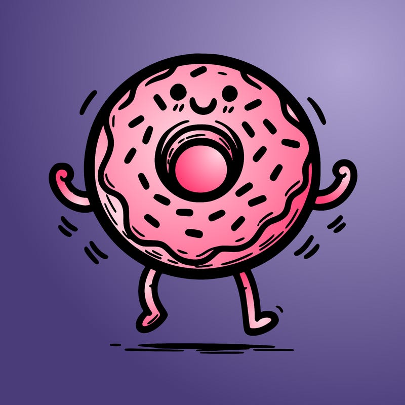 donut with stick legs and stick arms