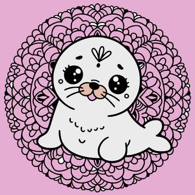 a cute baby seal mandala