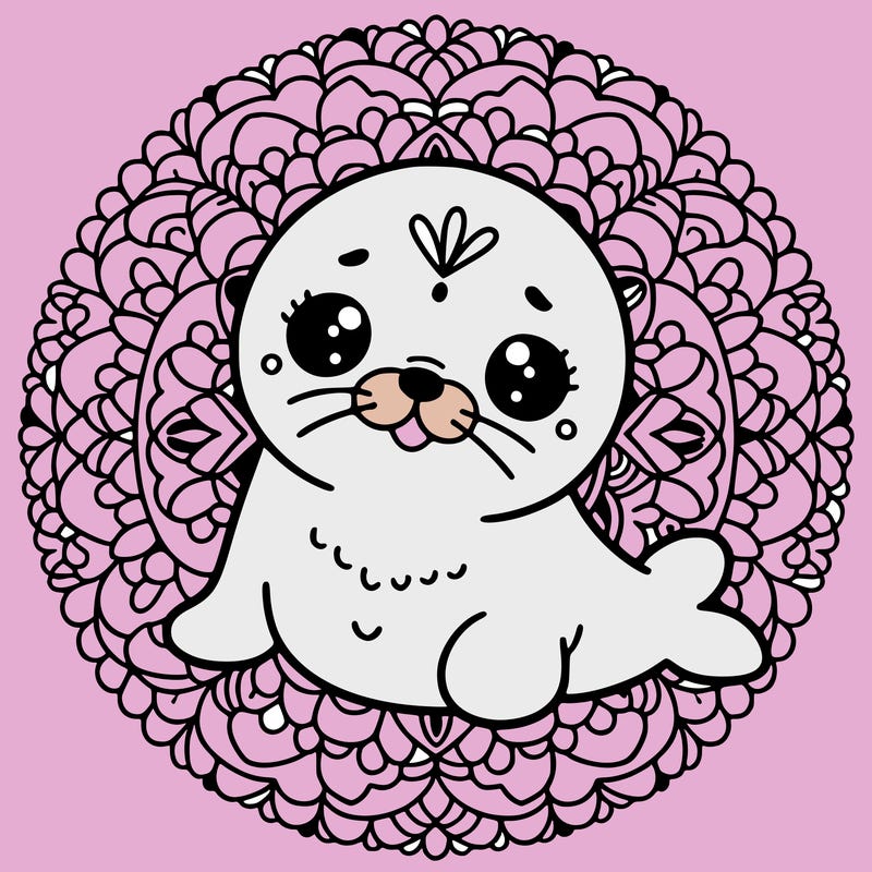 a cute baby seal mandala