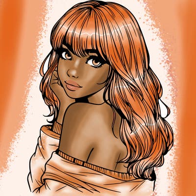 realistic girl with bangs looking over her shoulder