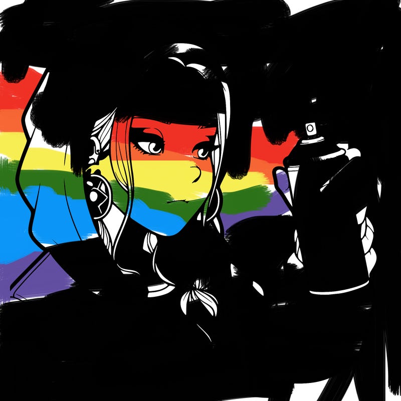 a realistic girl, spray painting