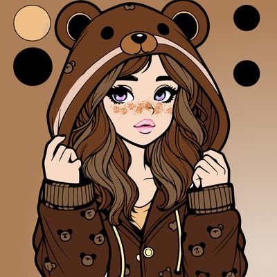 realistic girl in a animal pjs hoodie