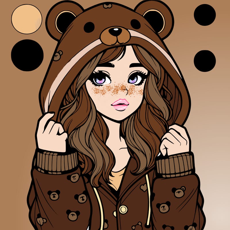 realistic girl in a animal pjs hoodie