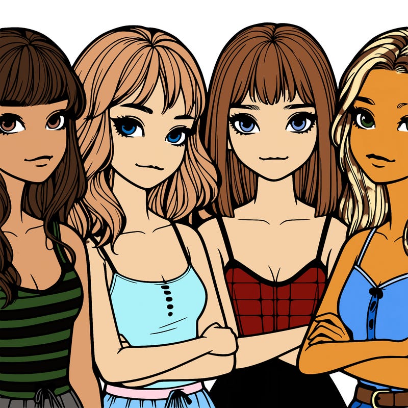 four realistic girls