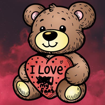 teddy bear holding an i love you heart