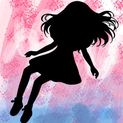 realistic girl floating