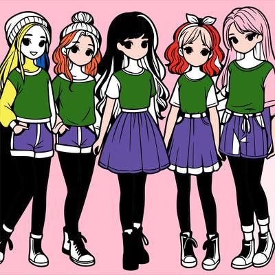 a group of five girls