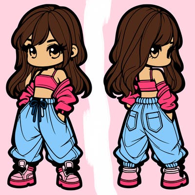 girl in crop top and baggy pants