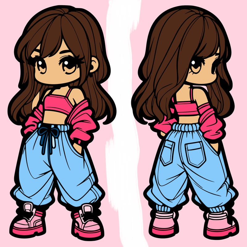 girl in crop top and baggy pants