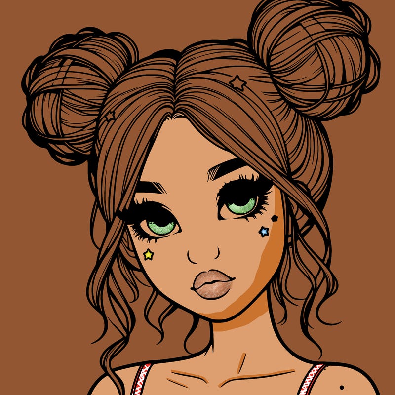 realistic girl with space buns