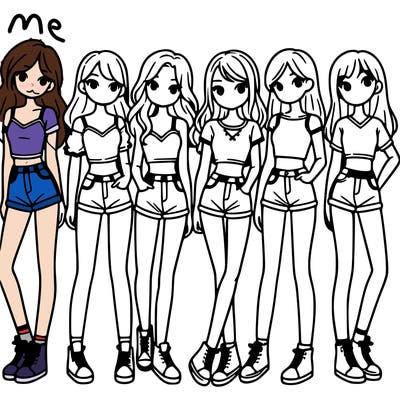 a group of girls wearing crop tops and shorts