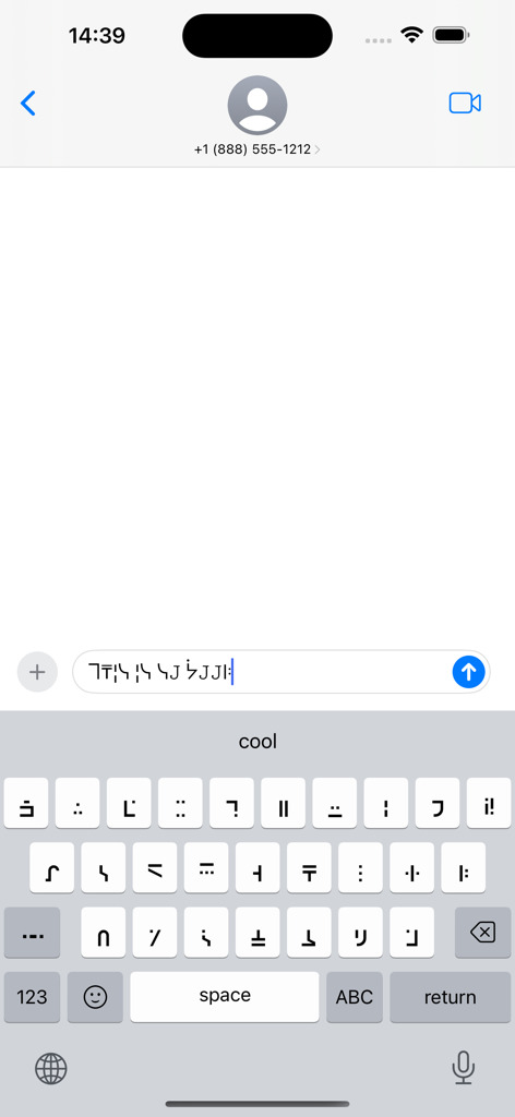 Standard Galactic Alphabet - Standard Galactic Alphabet custom keyboard used in an iPhone messaging app