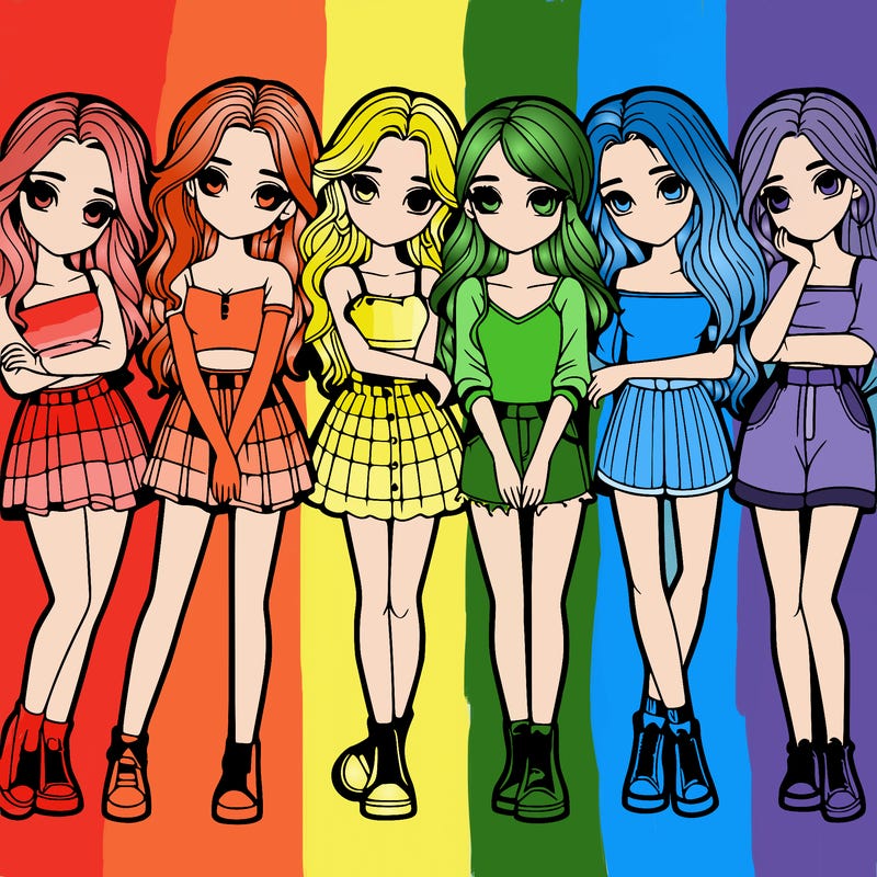a group of girls realistic