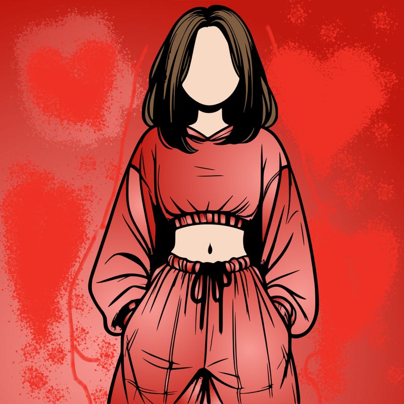 realistic girl faceless with baggy pants and a crop top