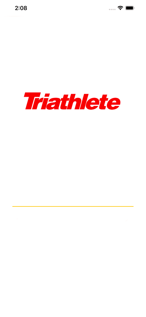 Schermata di avvio dell'app Triathlete Edicola Digitale con il logo rosso della rivista su sfondo bianco