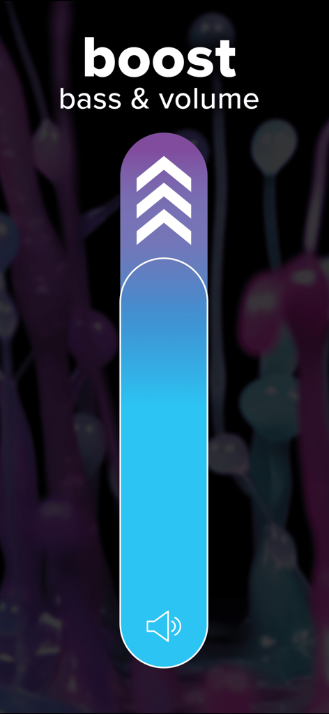 AmpMe app volume and bass boost slider interface
