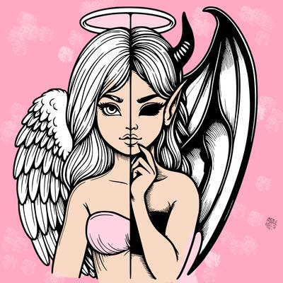 realistic angel half demon