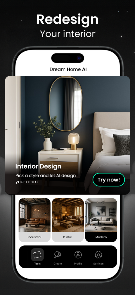 Room Planner - Dream Home AI - Room Planner Dream Home AI app interface for interior redesign