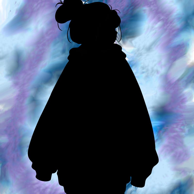 realistic girl with a oversized sweatshirt on and a bun