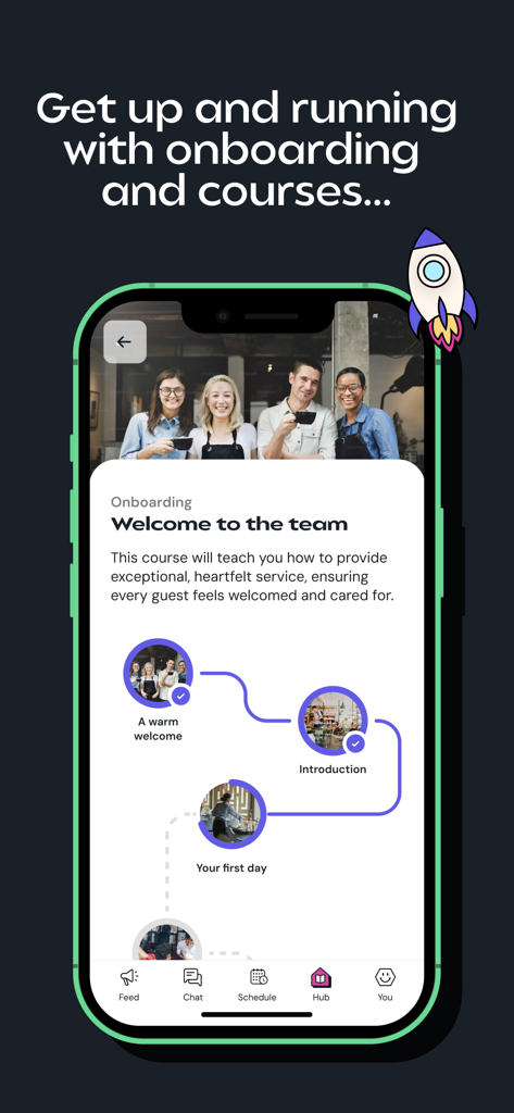 All Gravy - Screenshot of the All Gravy app showing a digital onboarding roadmap and training courses for new employees