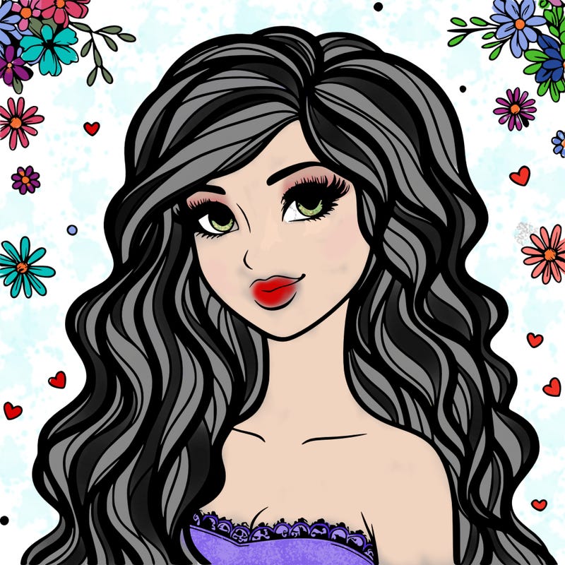 pretty woman with long wavy hair