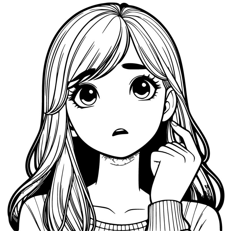 realistic girl who looks kinda confused