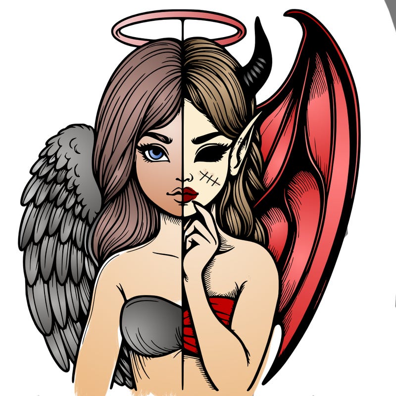 realistic angel half demon