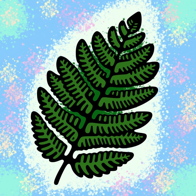 fern leaf linocut style