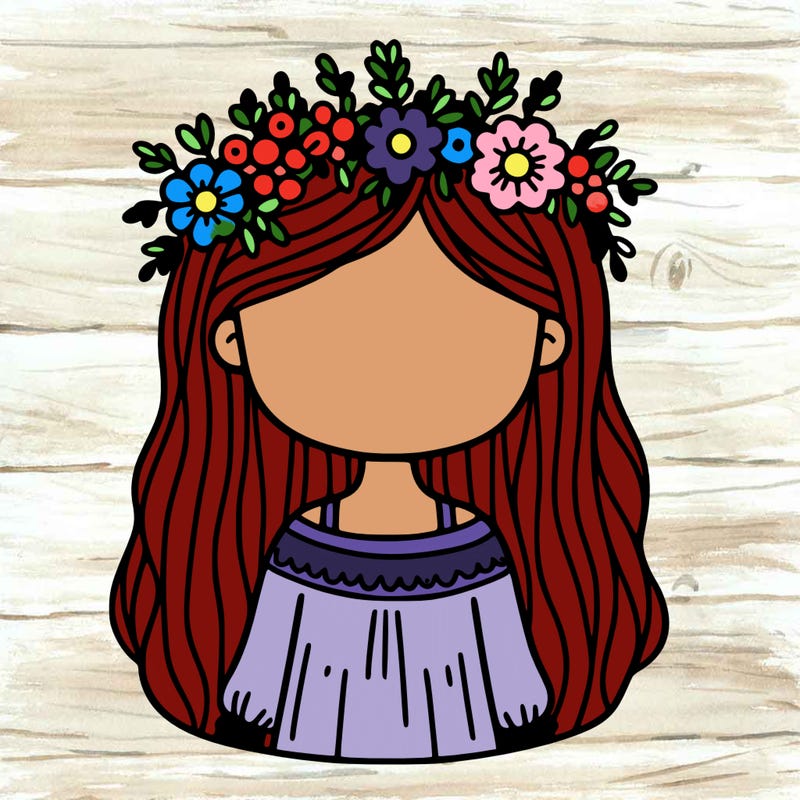 girl with flowers crown faceless tall and cute