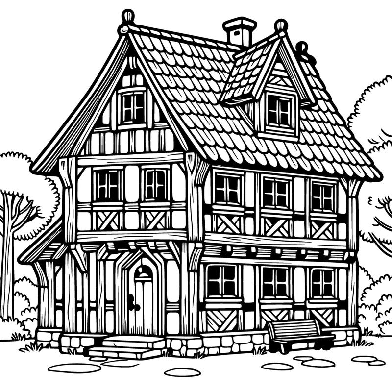 timbered house