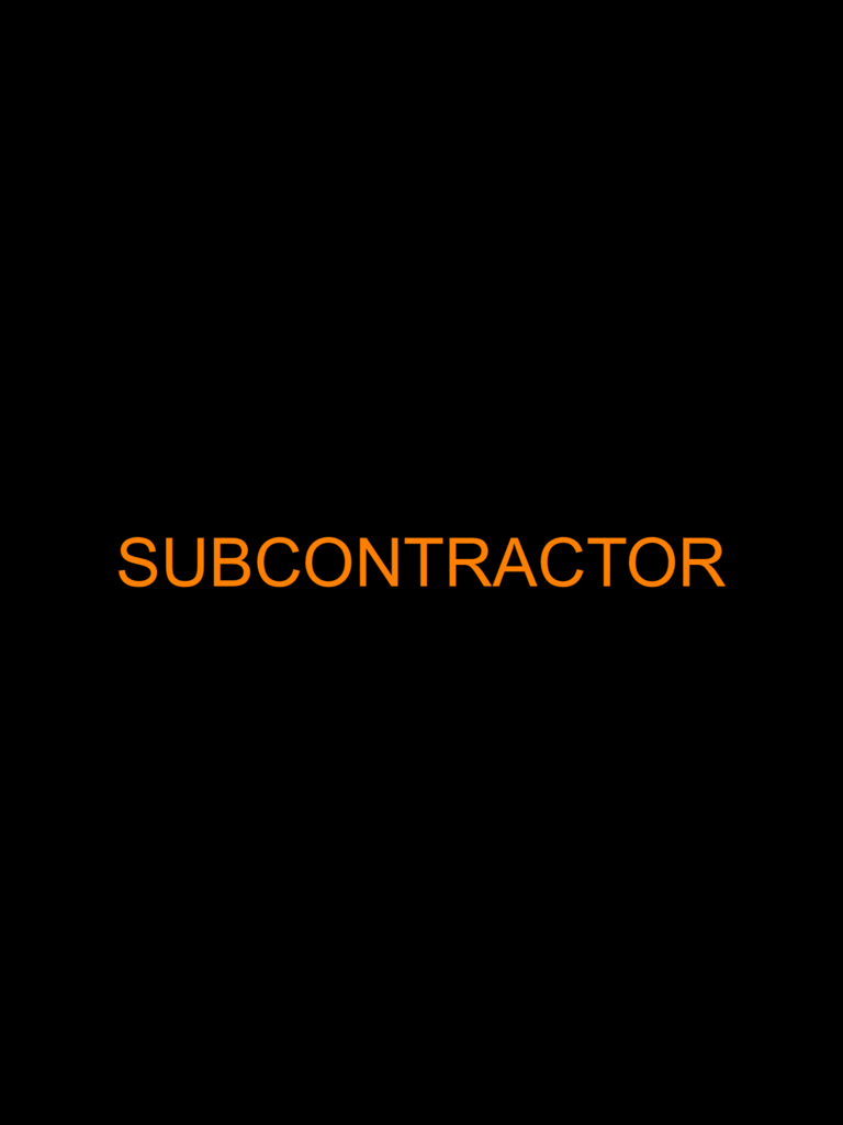 The word SUBCONTRACTOR in orange text on a black background for reading fluency drills