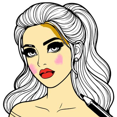 realistic girl with makeup and hair done