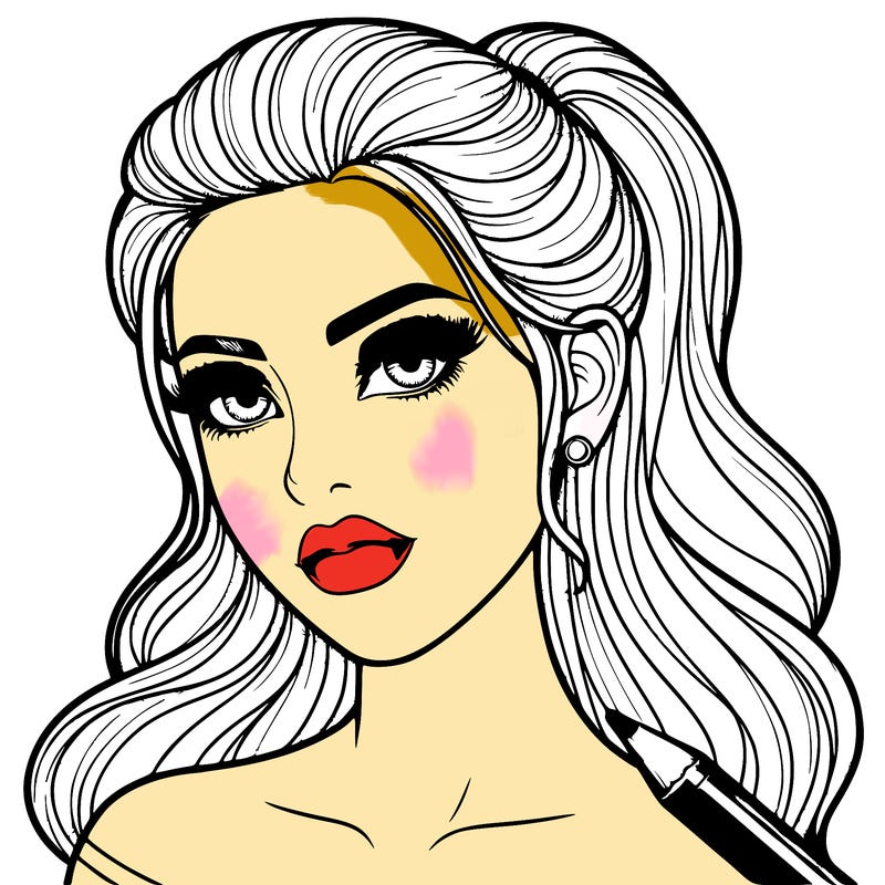 realistic girl with makeup and hair done