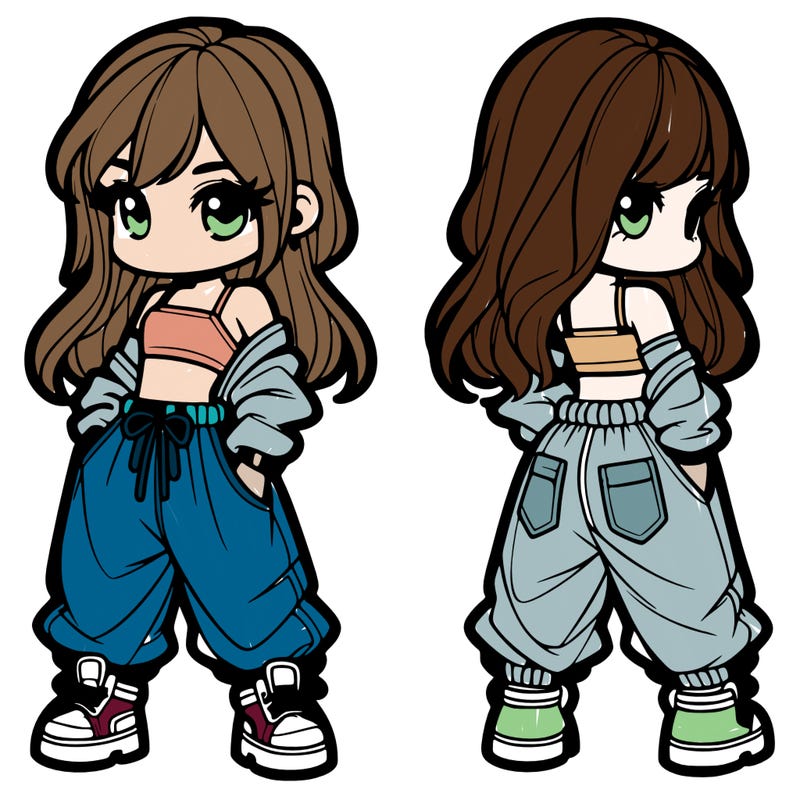 girl in crop top and baggy pants