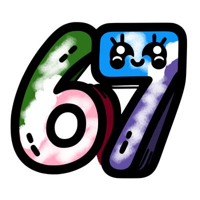 the numbers 67
