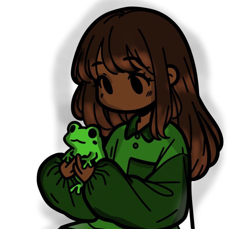 girl with long hair and a oversized shirt. and she is holding a frog