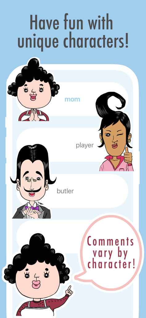 A display of different cartoon characters used for personalized medication alerts in the Insistent Medical Alarm app.