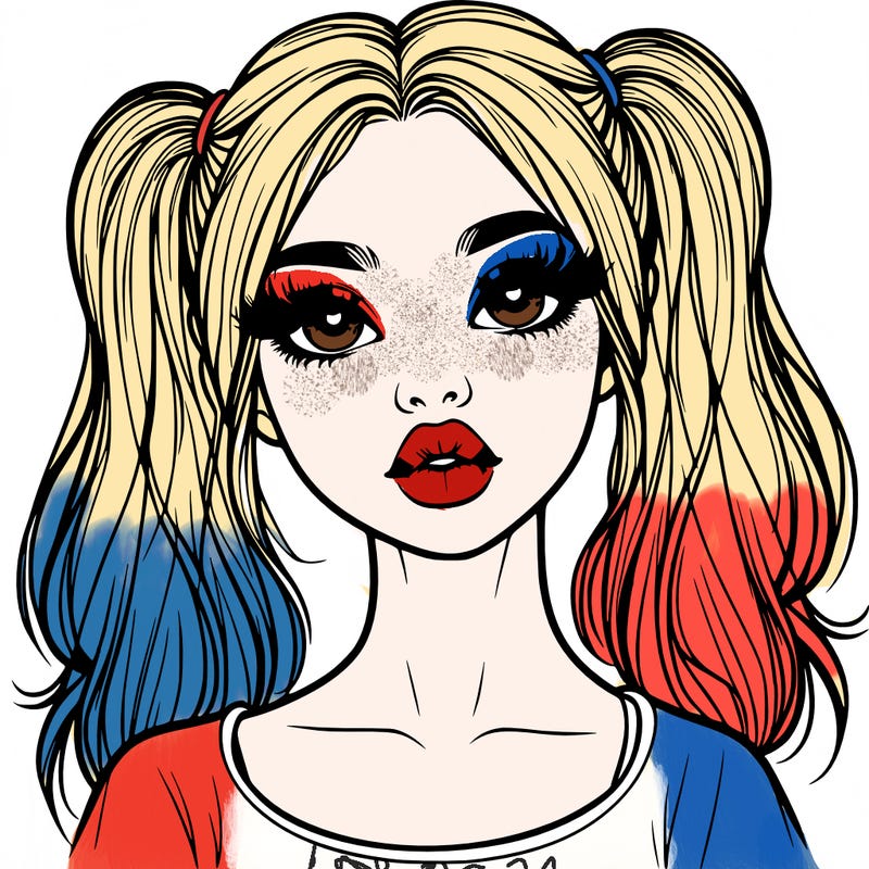 realistic girl with ponytails and lips