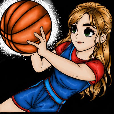 realistic girl playing basketball