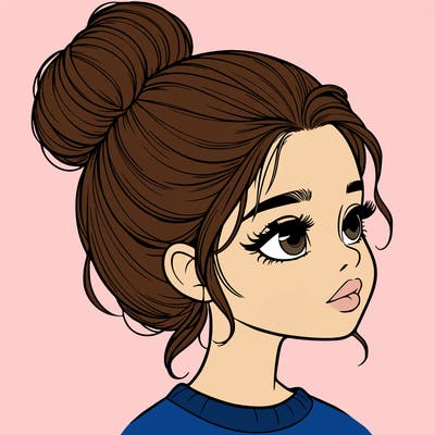 realistic girl with bun