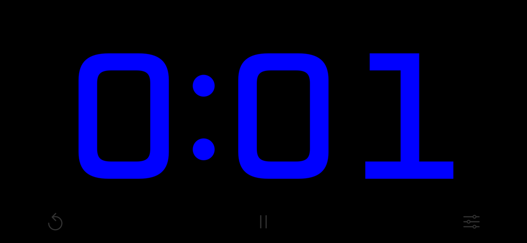 High visibility blue digital countdown timer displaying one second