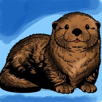 realistic fluffy sea otter